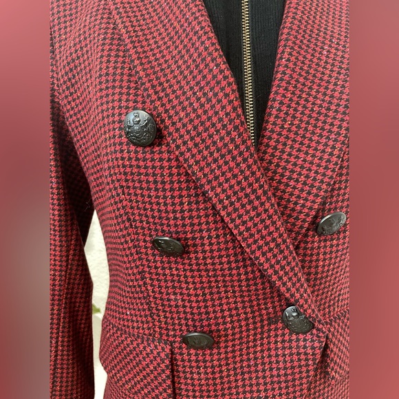 NWT Veronica Beard red and black houndstooth blazer with wool Dickey - Picture 3 of 7